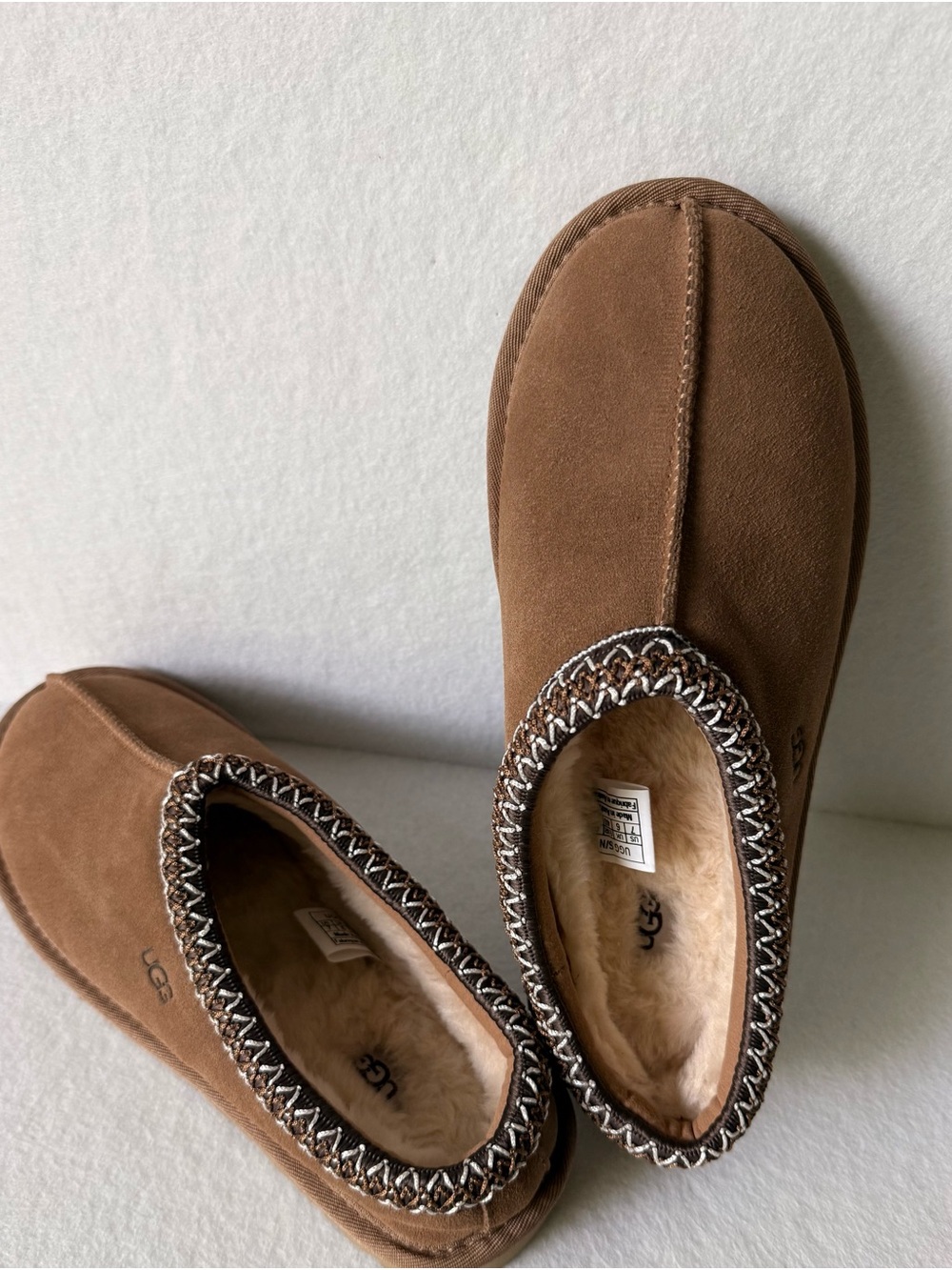 UGG Chestnut Suede Shearling-Lined Slip-Ons